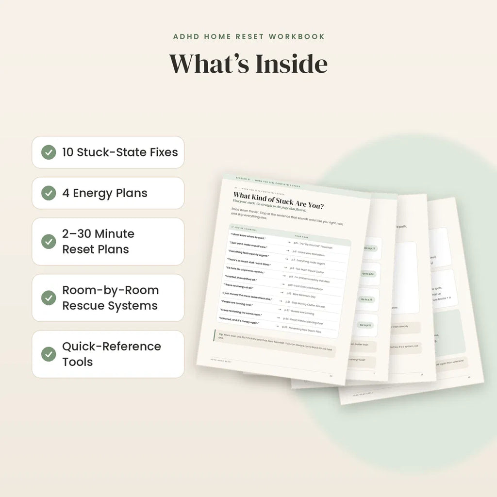 ADHD Cleaning Planner Printable | Home Reset Workbook, Cleaning Paralysis Rescue Kit & ADHD Cleaning Checklist PDF