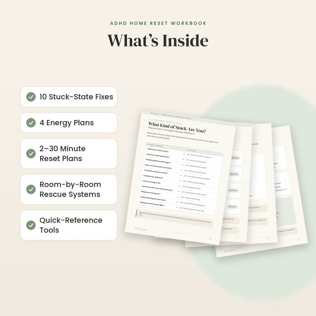 ADHD Cleaning Planner Printable | Home Reset Workbook, Cleaning Paralysis Rescue Kit & ADHD Cleaning Checklist PDF